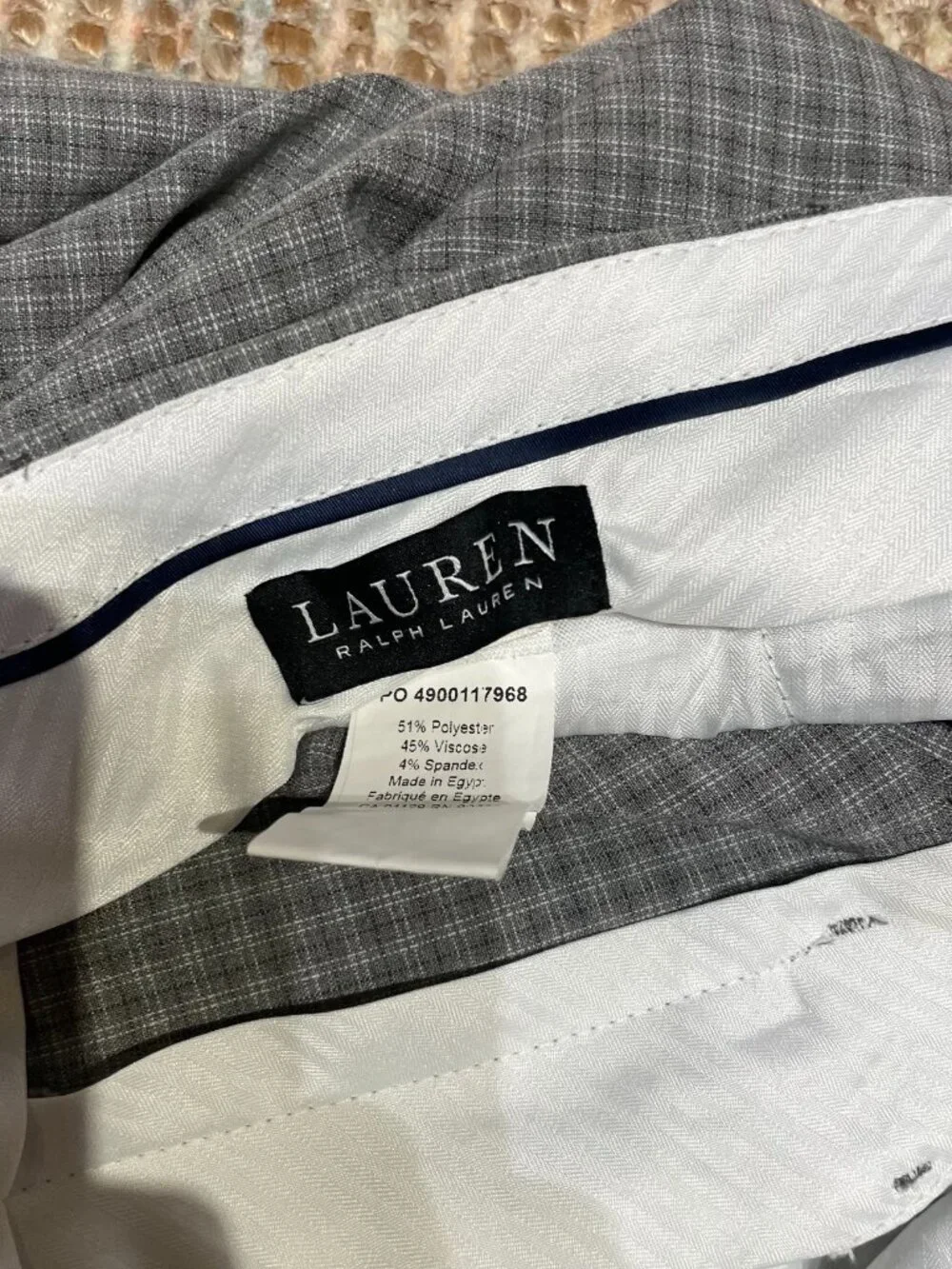 Lauren Ralph Lauren Dress Pants Mens 38x30 Grey Plaid Stretch Trousers 38W